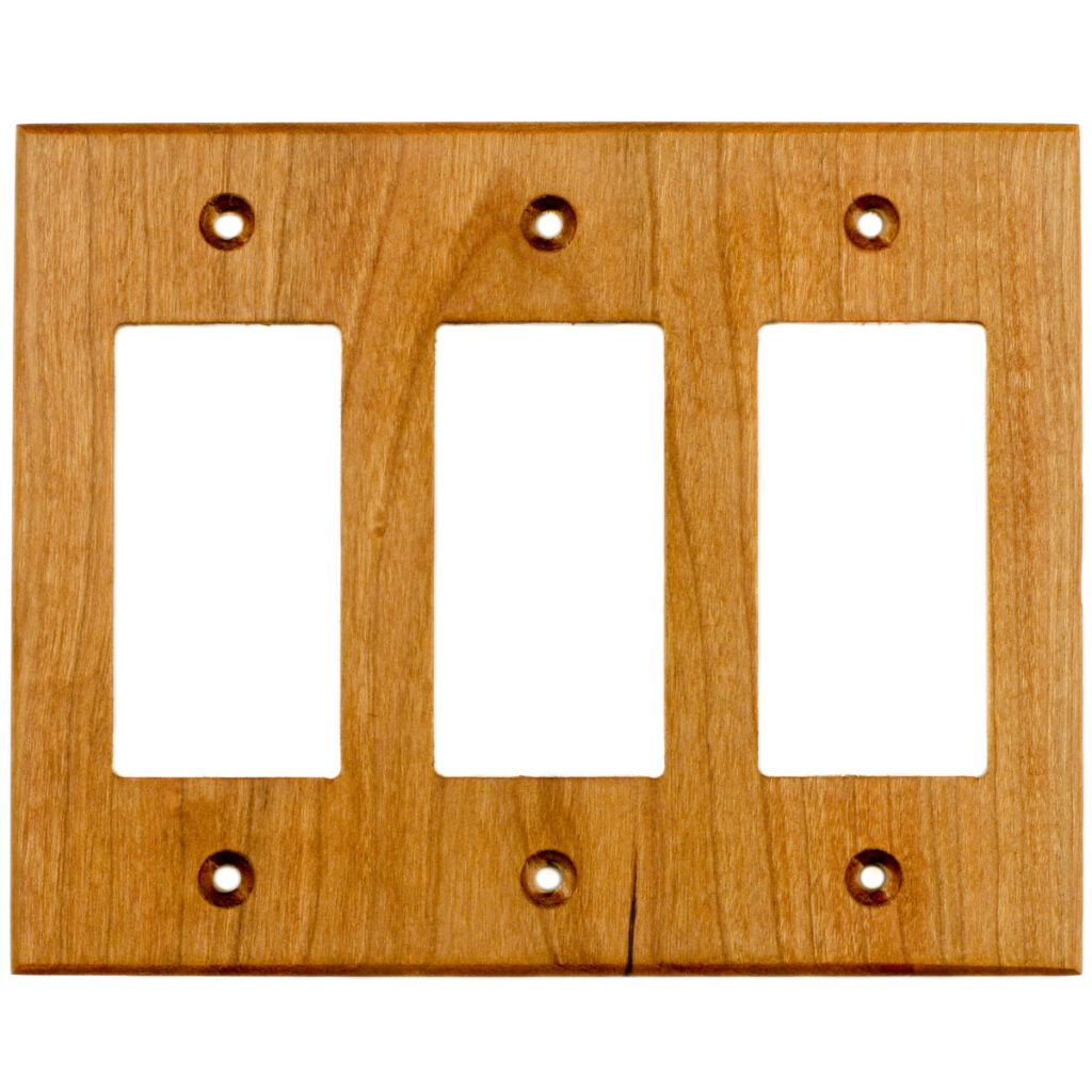 Cherry Wood Wall Plate - 3 Gang GFCI-Decora Outlet Cover - Virgin ...