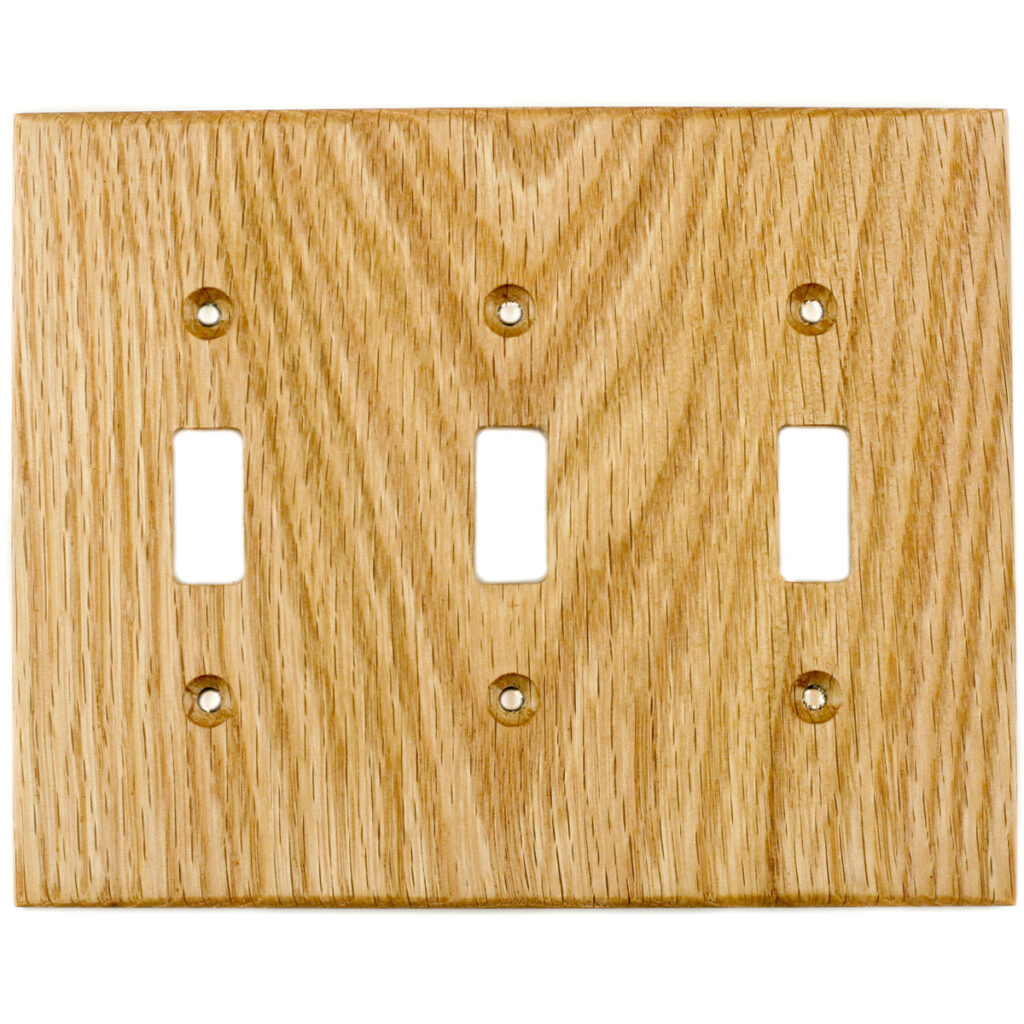 Oak Wood Wall Plate - 3 Gang Light Switch Cover - Virgin Timber Lumber