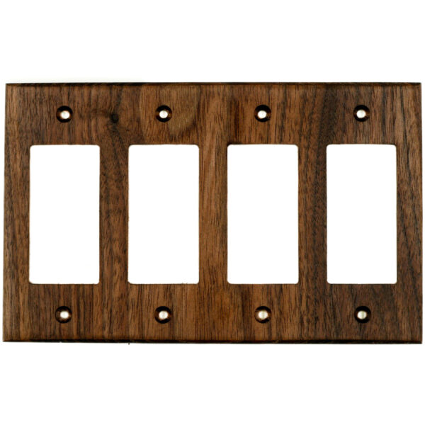 Black Walnut Wood Wall Plate - 4 Gang GFCI-Decora Outlet Cover - Virgin ...