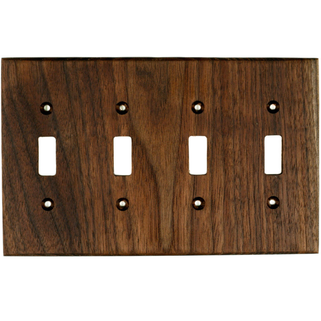 Oak Wood Wall Plate - 4 Gang Light Switch Cover - Virgin Timber Lumber