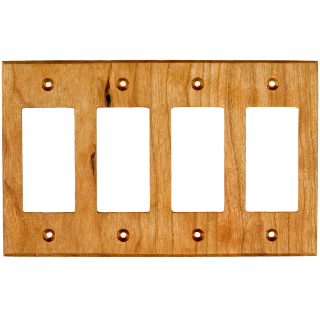 Cherry Wood Wall Plate - 4 Gang GFCI-Decora Outlet Cover - Virgin ...