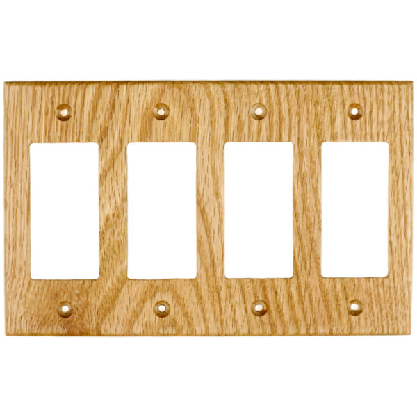 Oak Wood Wall Plate - 4 Gang GFCI-Decora-Rocker Switch Cover - Virgin ...