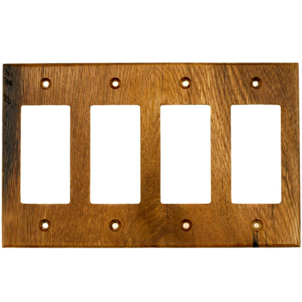 Wormy Chestnut Reclaimed Wood Wall Plate - 4 Gang GFCI-Decora Cover ...