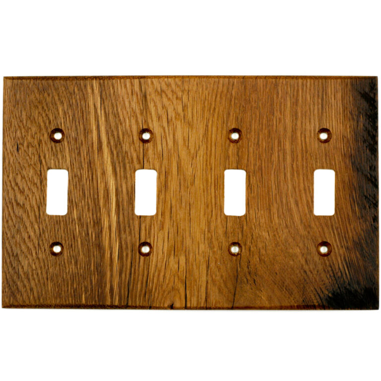 Oak Reclaimed Wood Wall Plate - 4 Gang Light Switch Cover Plate ...