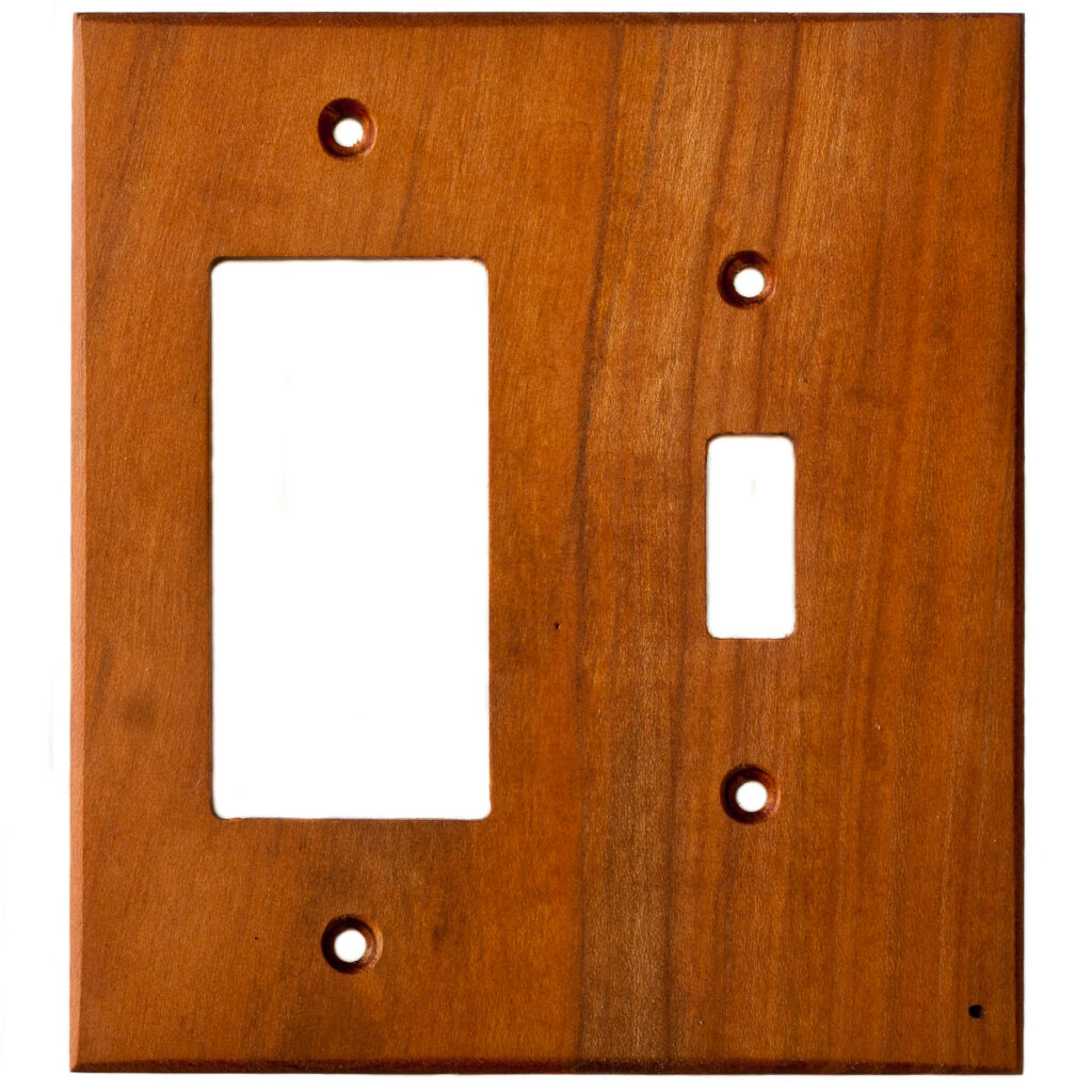 Cherry Wood Wall Plate - 2 Gang Combo - Light Switch, GFCI Outlet Cover ...