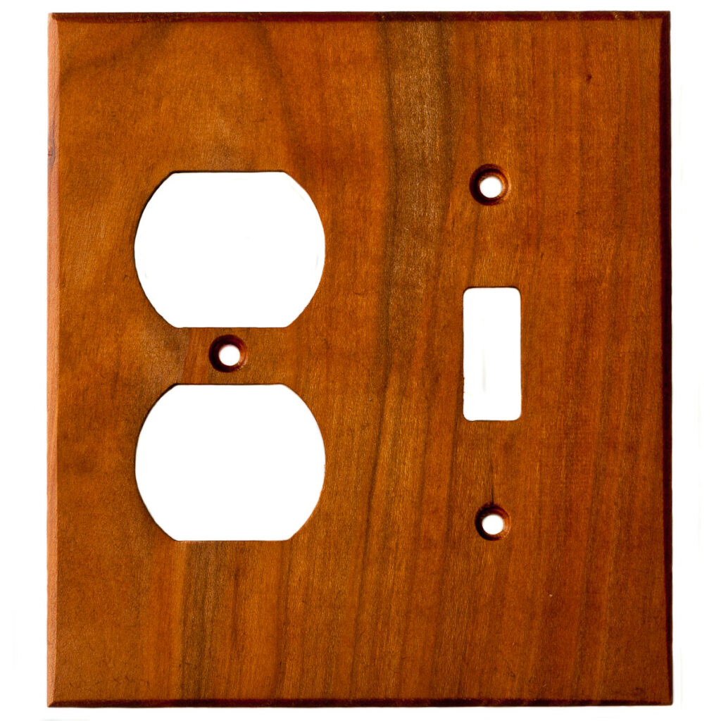 Cherry Wood Wall Plate - 2 Gang Combo - Light Switch, Duplex Outlet ...