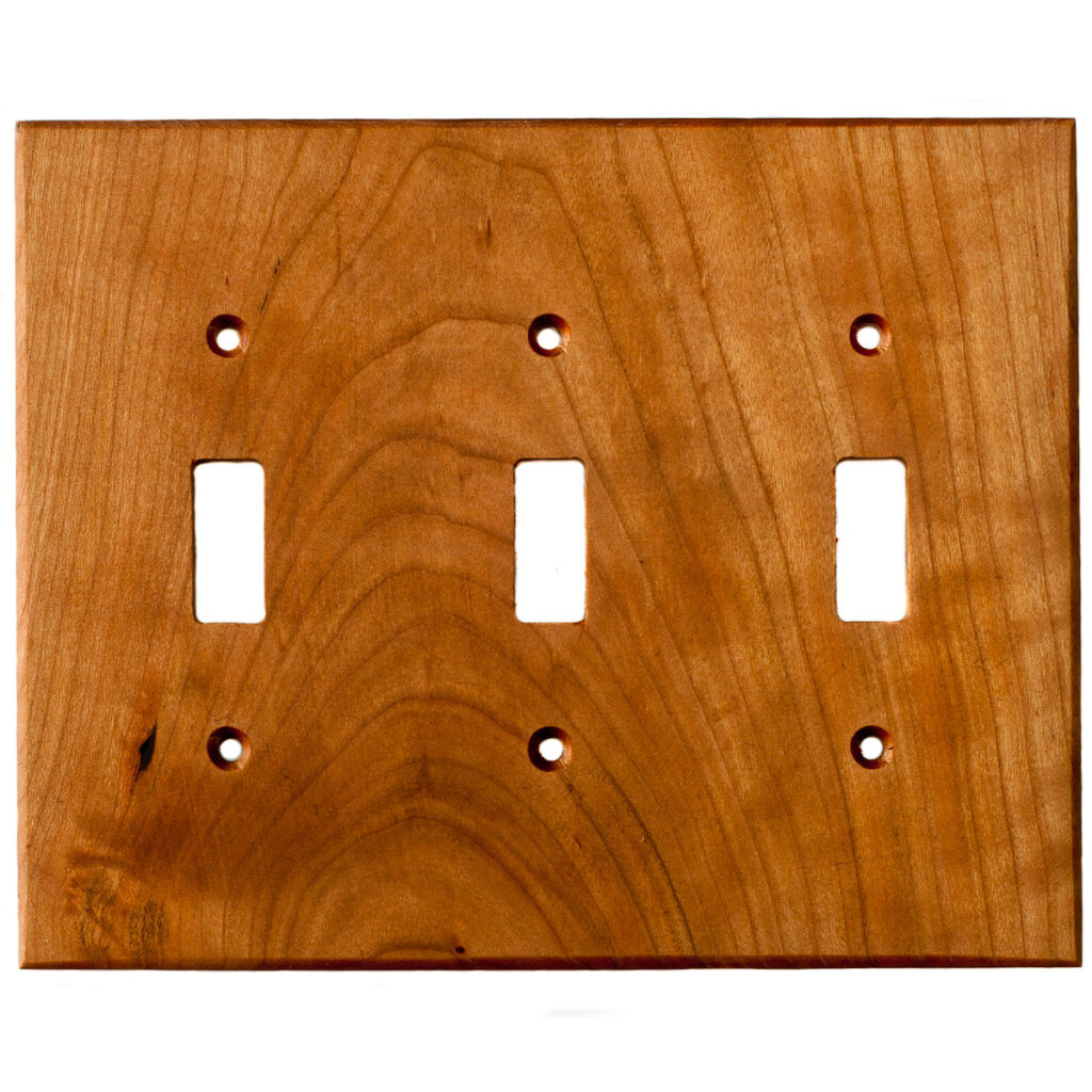 Cherry Wood Wall Plate - 3 Gang Light Switch Cover - Virgin Timber Lumber