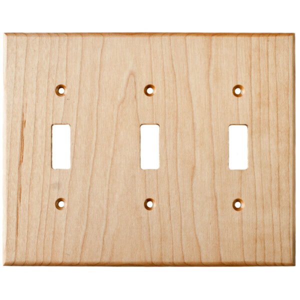 Maple Wood Wall Plate - 3 Gang Light Switch Cover - Virgin Timber Lumber