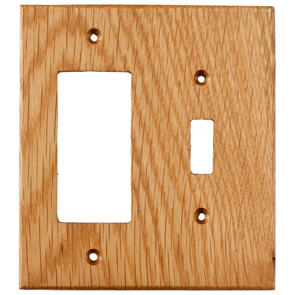 Oak Wood Wall Plate - 2 Gang Combo - Light Switch, GFCI Outlet Cover ...