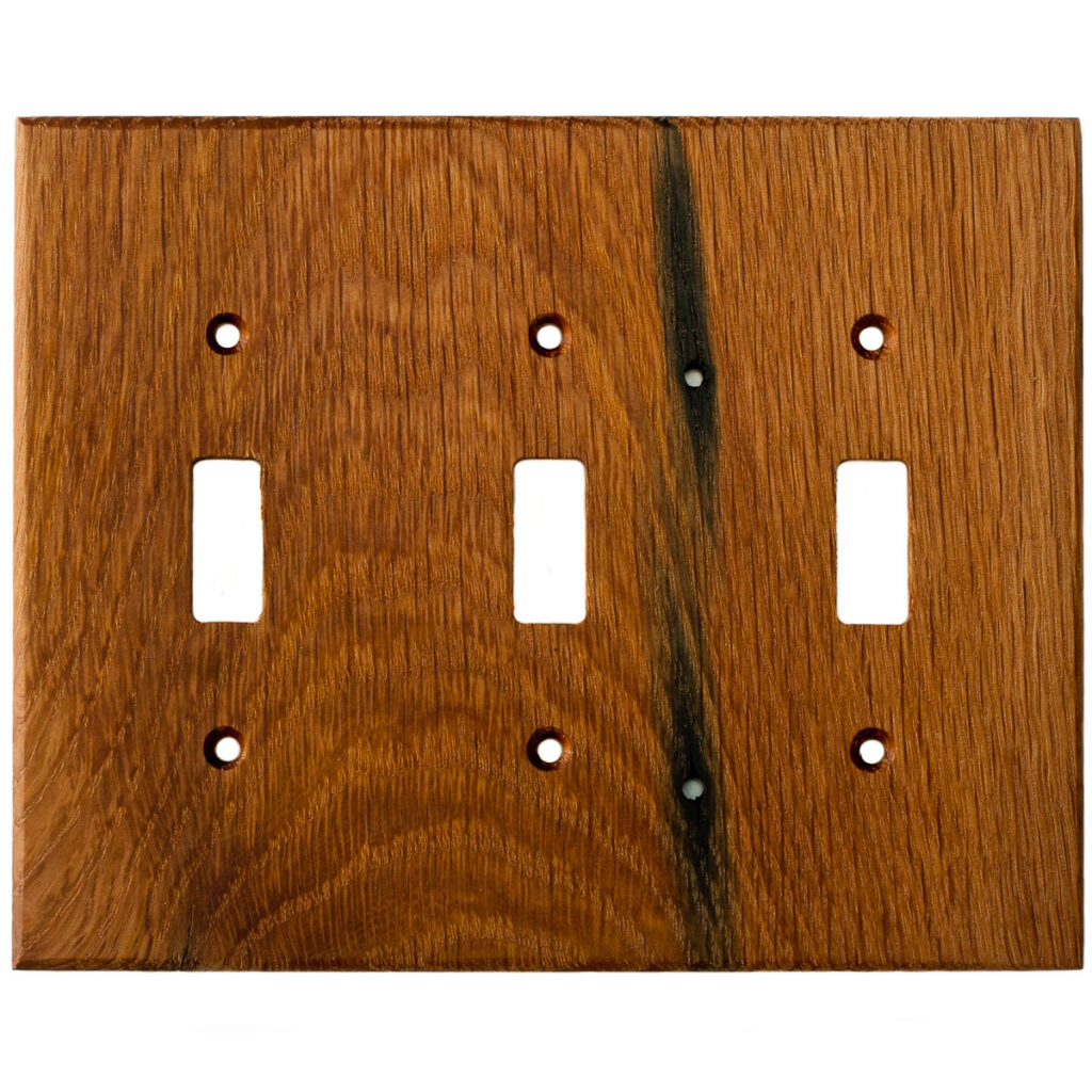 Oak Reclaimed Wood Wall Plate - 3 Gang Light Switch Cover - Virgin ...