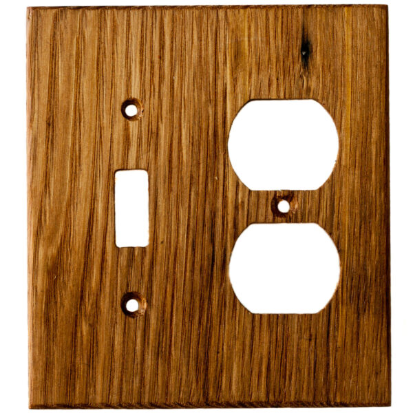 Oak Reclaimed Wood Wall Plate - 2 Gang Combo - Light Switch, Duplex ...