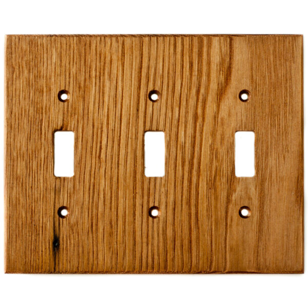 Oak Reclaimed Wood Wall Plate - 3 Gang Light Switch Cover - Virgin ...