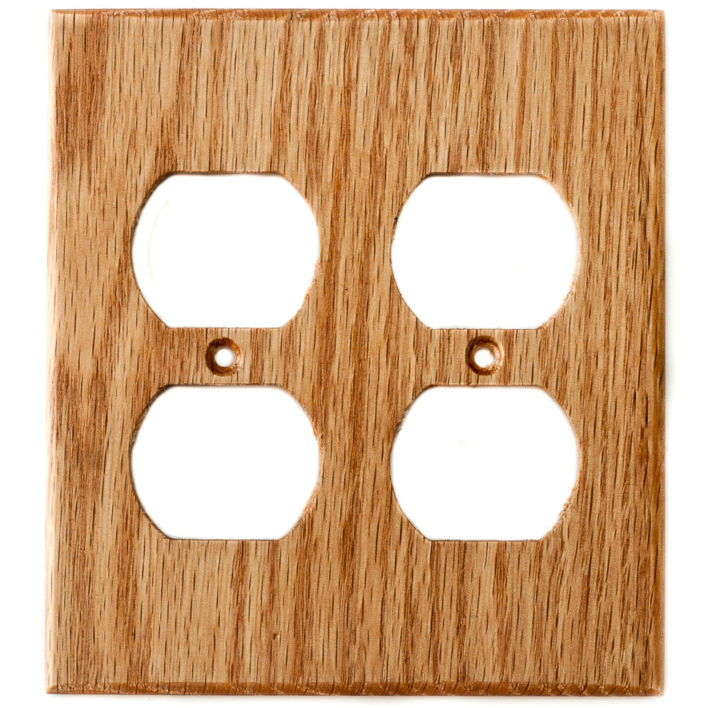 Oak Wood Wall Plate - 2 Gang Duplex Outlet Cover - Virgin Timber Lumber