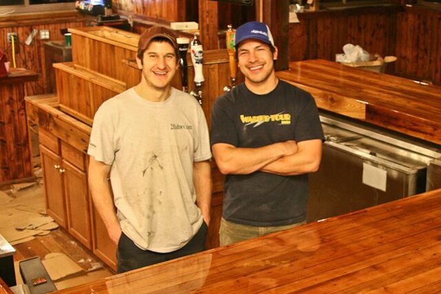 Johnny and Gabe finishing up the bar at Chetty's Pub in Lansing, West Vinginia